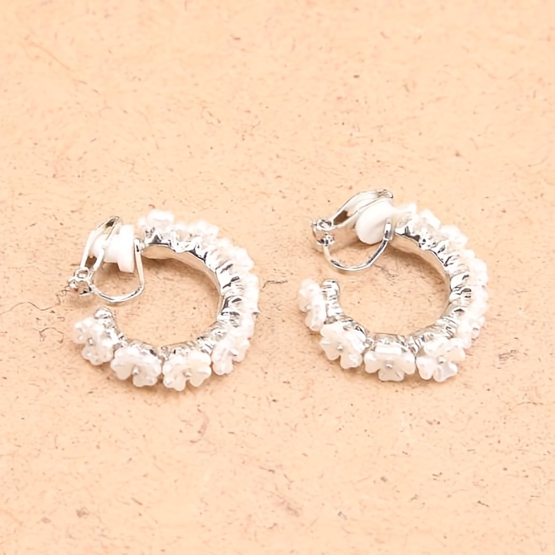 Floral Designed Round Ear Clips for Women